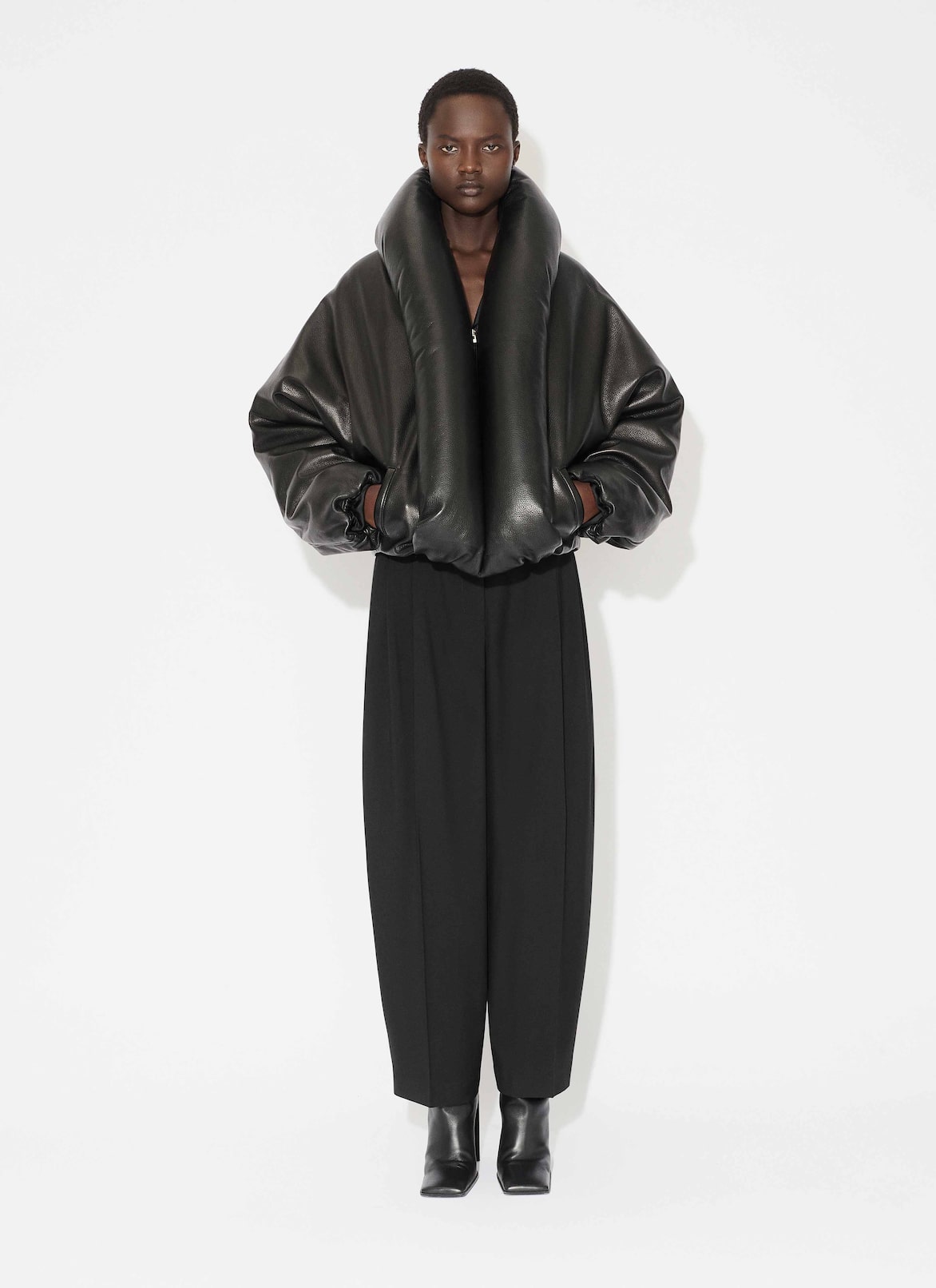 LAMBSKIN PADDED BOMBER ALAÏA BLACK LAMBSKIN PADDED BOMBER
